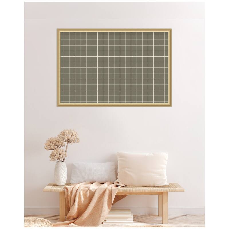 Kate and Laurel Framed Fabric Pinboard Sage Green Plaid Wall Organization