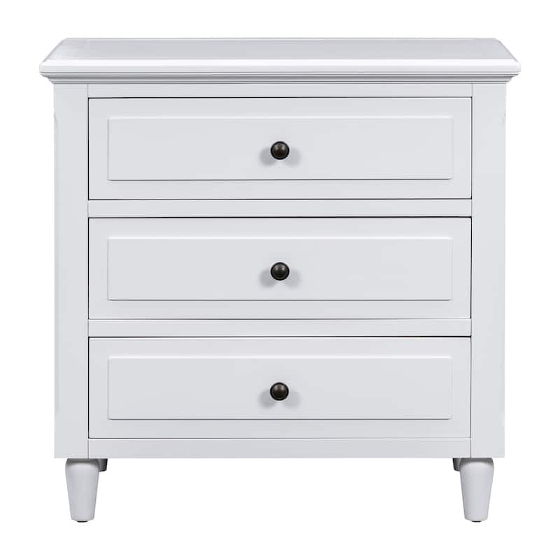 Contemporary 3-Drawer Nightstand - Bedside Cabinet Offers Ample Storage for Personal Items