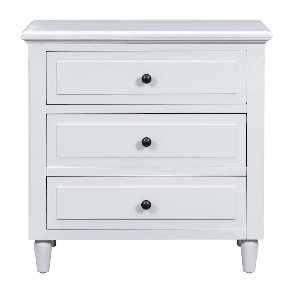 Contemporary 3-Drawer Nightstand - Bedside Cabinet Offers Ample Storage for Personal Items