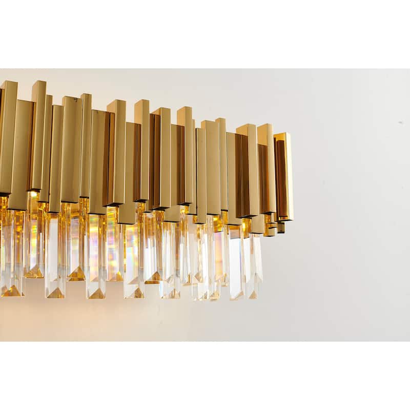 8 Light Gold Stainless Steel Wall Sconce with Crystal Accents