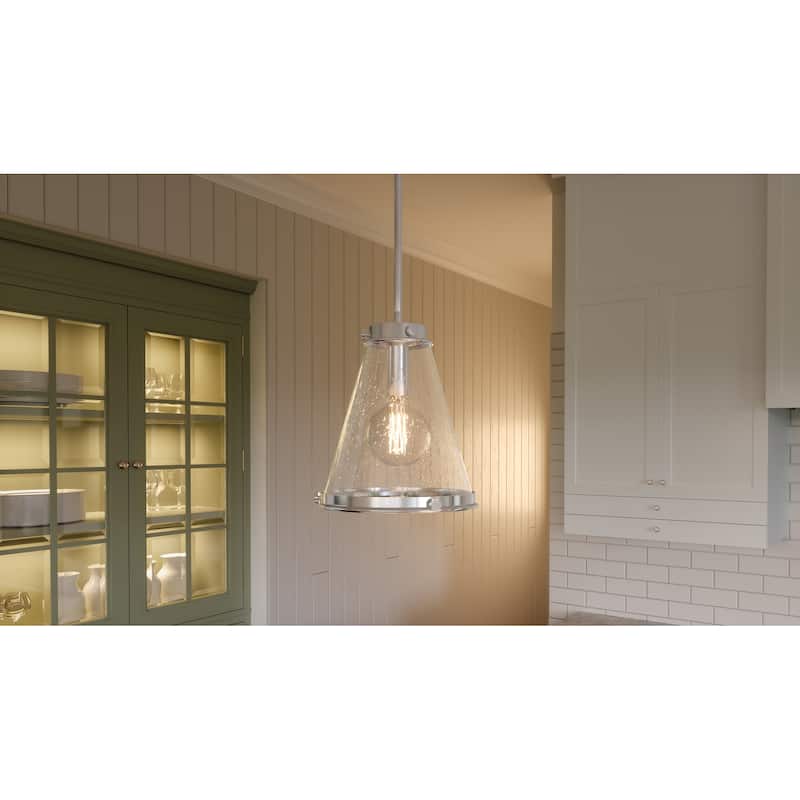 Quoizel Bristol 1-Light Industrial Mini Pendant with Seeded Glass