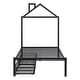 preview thumbnail 67 of 75, Metal Platform Bed with 2 Drawers, Bedroom Kids Bed Frame with House-Shaped Headboard Design and Support Slats, Easy Assembly Black - Twin