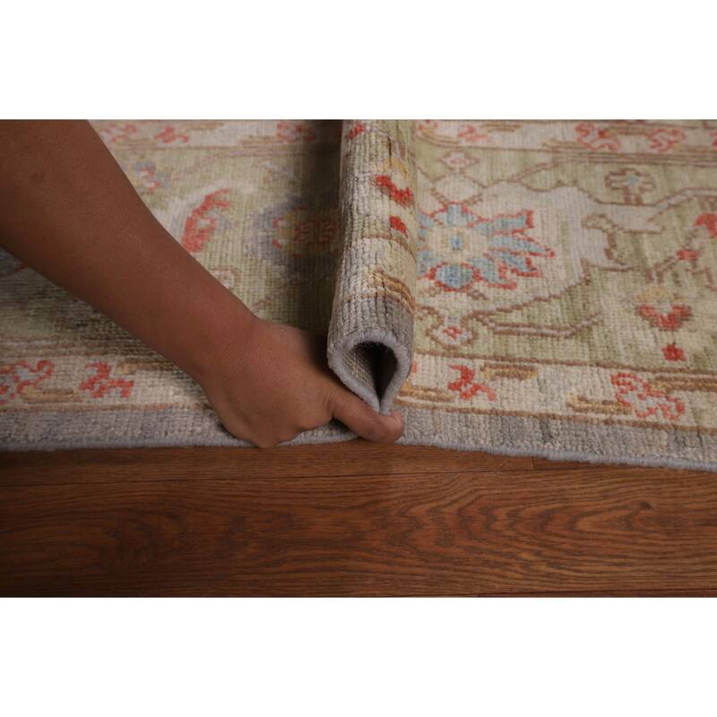 Oushak Turkish Area Rug Vegetable Dye Hand-Knotted Grey Wool Carpet - 8'1"x 9'9"