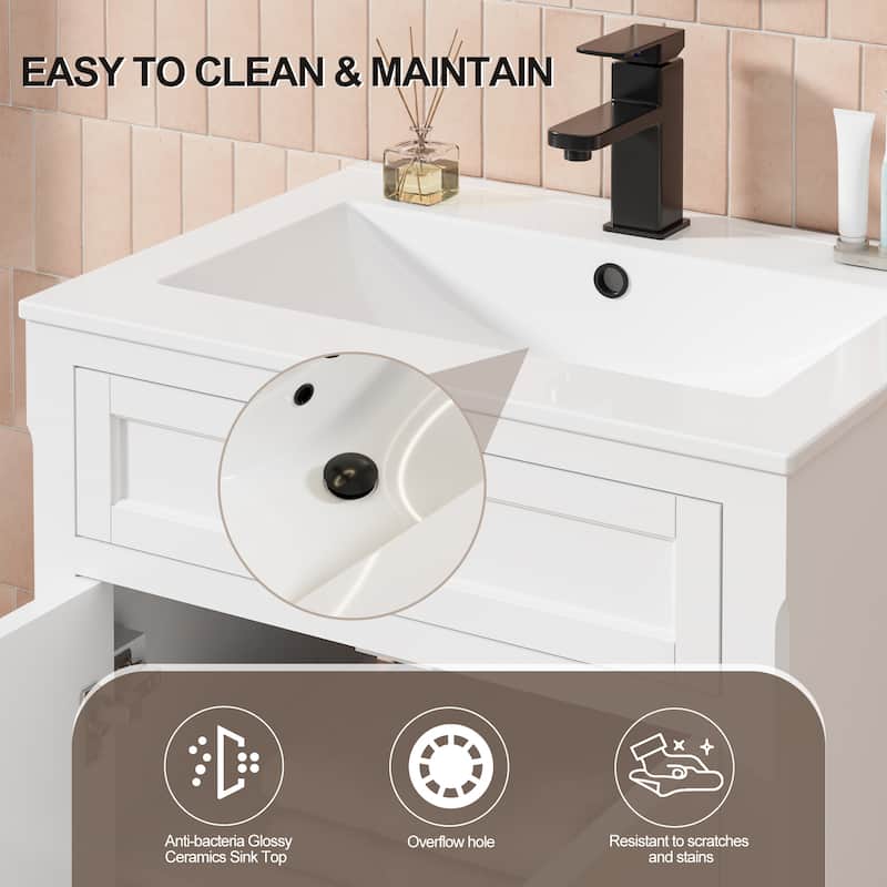 Retro Bathroom Vanity W/ Drop in Sink Combo Cabinet Set