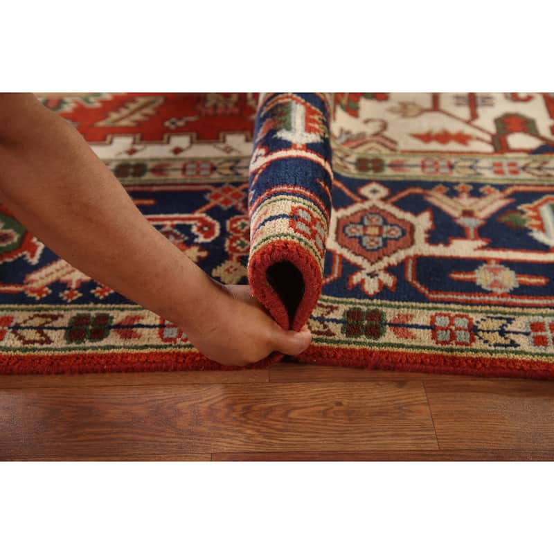 Orange Geometric Heriz Serapi Area Rug Handmade Oriental Wool Carpet - 9'0"x 11'8"