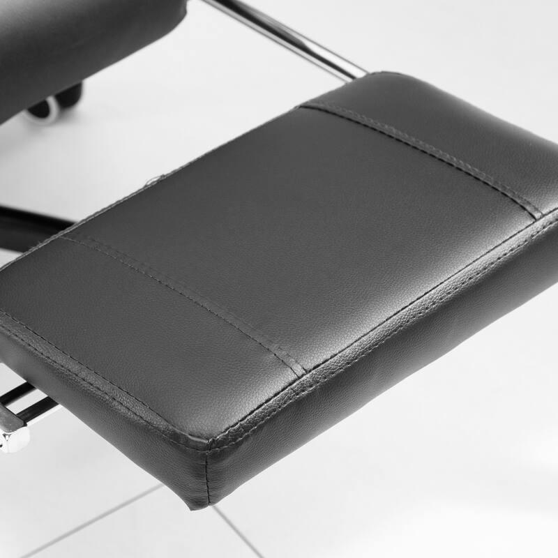 7-point Vibration Massage Backrest Office Chair, Shiny Leather Swivel Computer Chair, Recliner with Telescopic Footrest