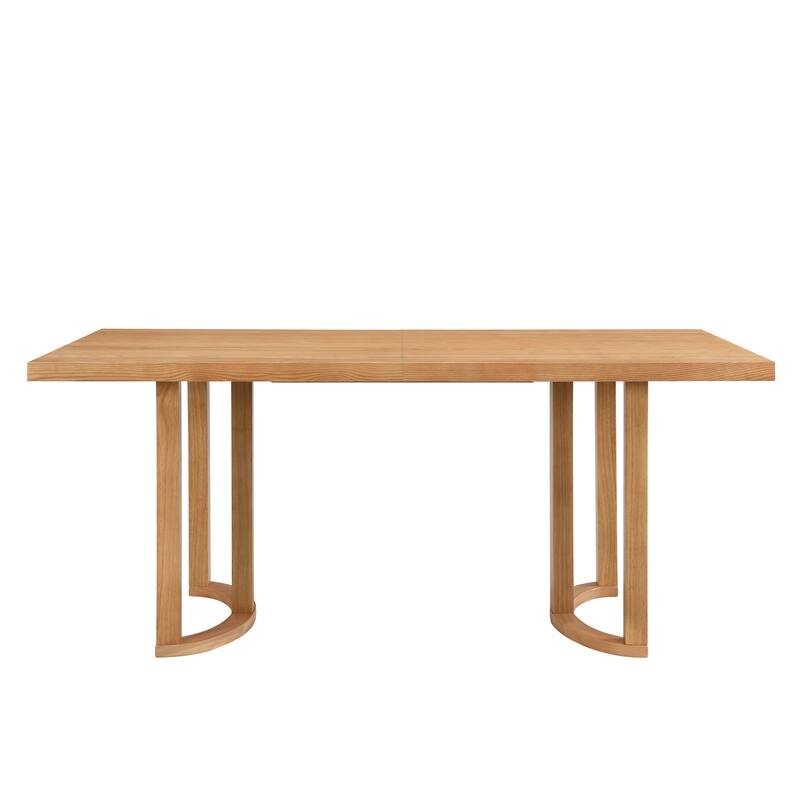 Farmhouse Design 69" Rectangular Dining Table with U-Shaped Trestle Base - Natural