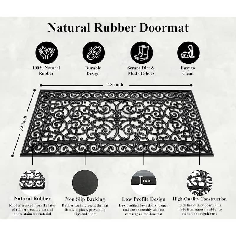 A1HC First Impression Natural Rubber Durable Attractive Entry Doormat