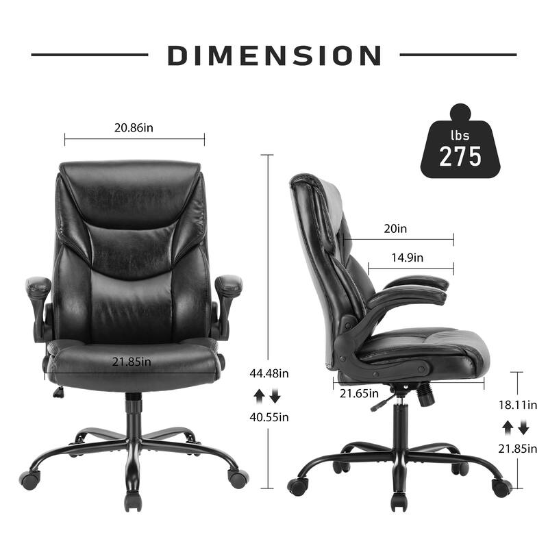 Office leather chair with adjustable armrests and lumbar pillows