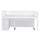 preview thumbnail 8 of 7, White Solid Wood Loft Bed with Retractable Writing Desk and Side Movable Desk, 4 Drawers, Open Shelves