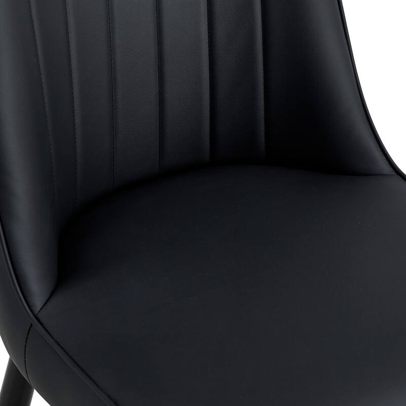 Modern Faux Leather Dining Chair Set of 4, Upholstered Kitchen Side Chair with Metal Legs Armless Chair for Living Room