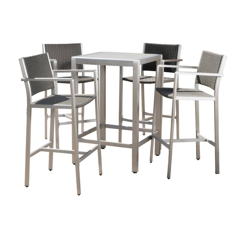 Cape Coral Outdoor 5-piece Aluminum Square Bar Set by Christopher Knight Home