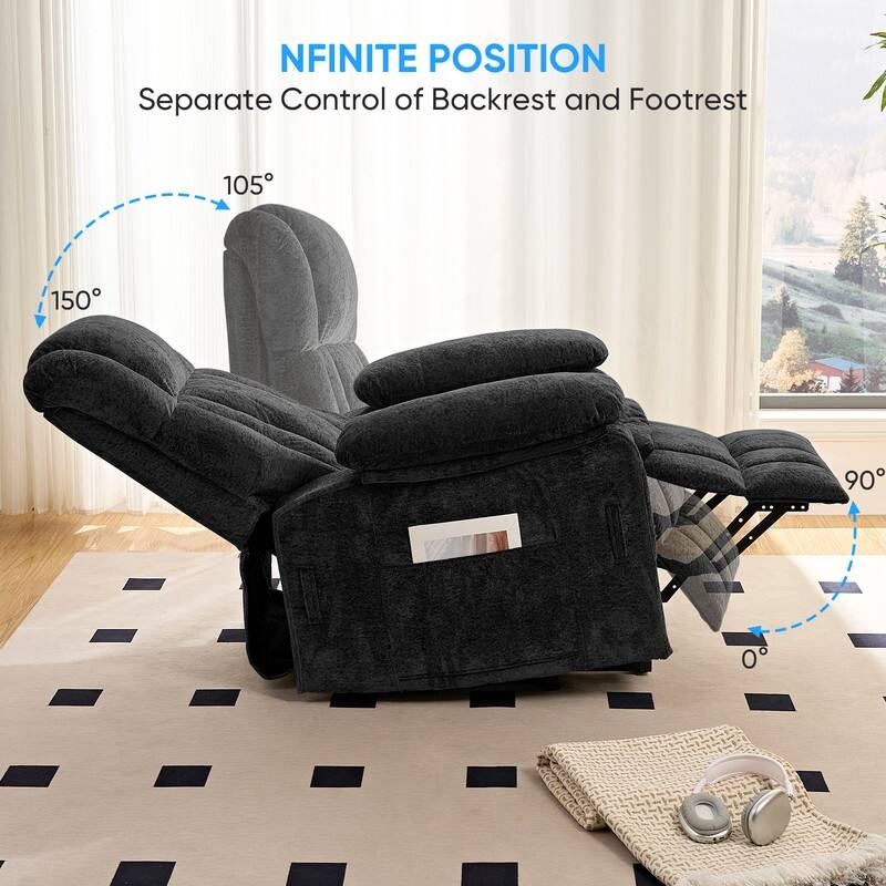 Mixoy Velvet Power Lift Recliner Chair,Dual Motor Heat Massage Electric Recliners Arm Chair with Remote