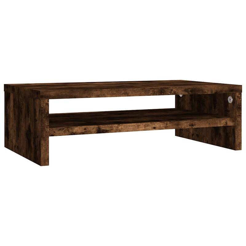 vidaXL Monitor Stand Smoked Oak Engineered wood Compact Organizers - 16.5 x 27.4 x 5.1 in