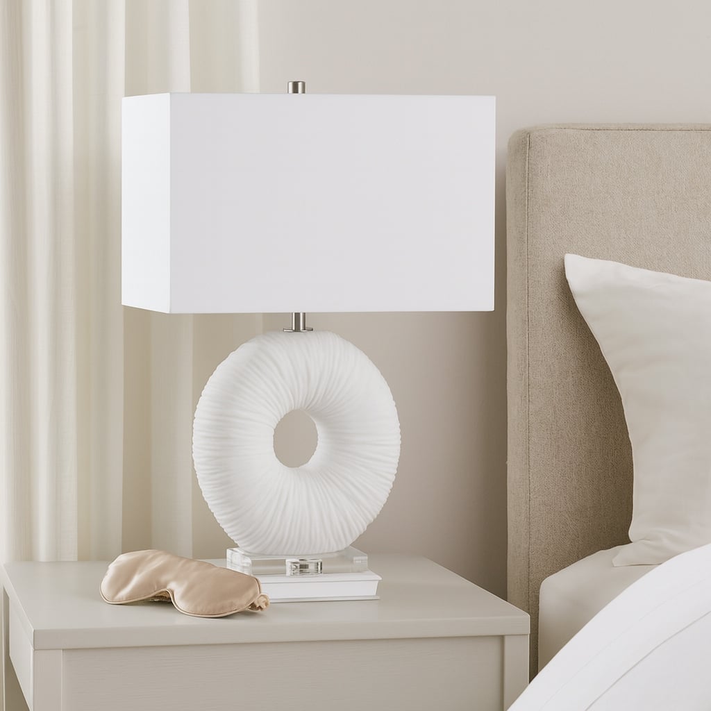 Stone Table Lamp Modern Rectangular Oval Shade Accent - 31" White - 31.0"