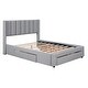 preview thumbnail 10 of 15, Full Size Upholstered Platform Bed with Headboard,Storage Drawers in Footboard