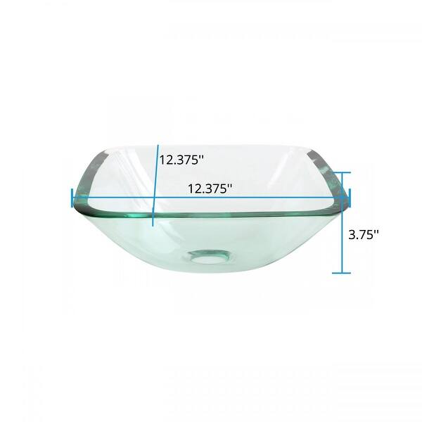 Small Square Countertop Vessel Bathroom Sink Tempered Glass 12-3/4" W Drain and Gasket Pack of 2 Renovators Supply