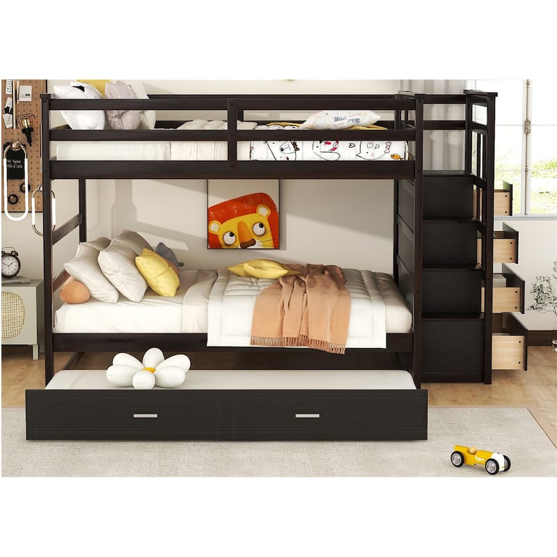 Full Over Full Bunk Bed with Twin Size Trundle