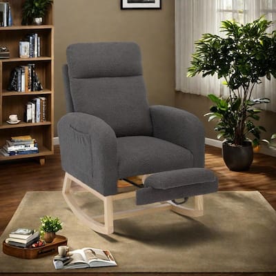 Teddy Fabric Rocking Chair with Side Pocket