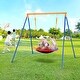 preview thumbnail 11 of 10, 40 Inch Saucer Swing Seat with A Shaped Metal Frame Stand Ideal Gift for Kids - 81.10"L x 72.05"W x 71.26"H