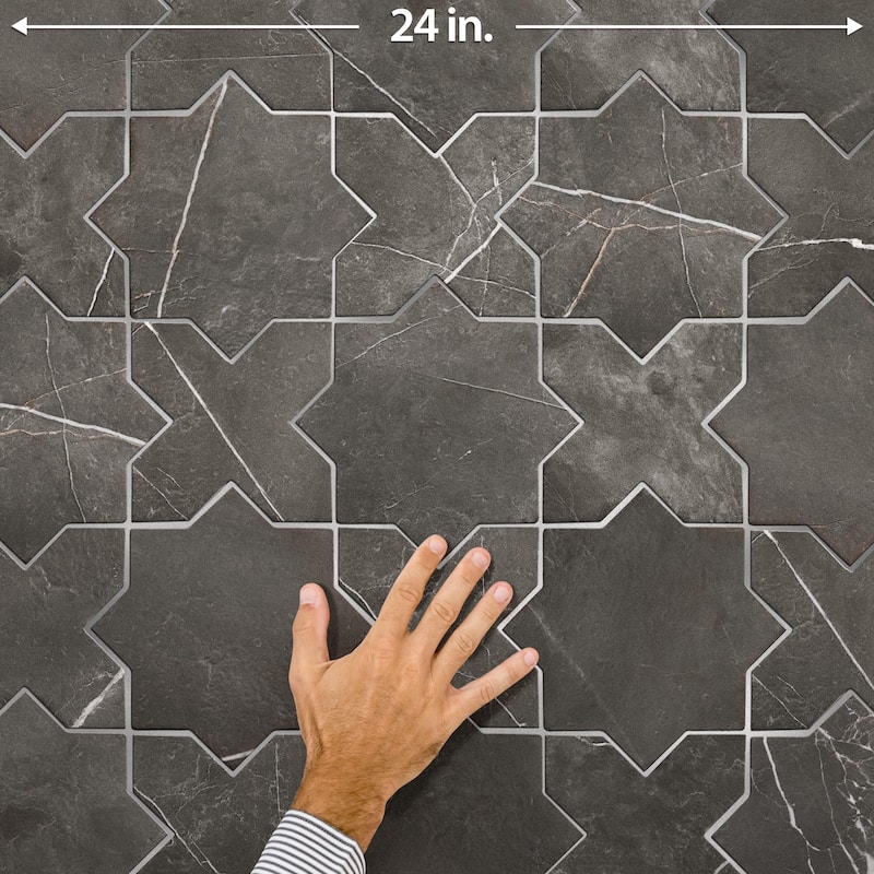 Merola Tile Istanbul Star Night with Night Cross 6" x 12" Porcelain Floor and Wall Tile - Case (32 Tiles)