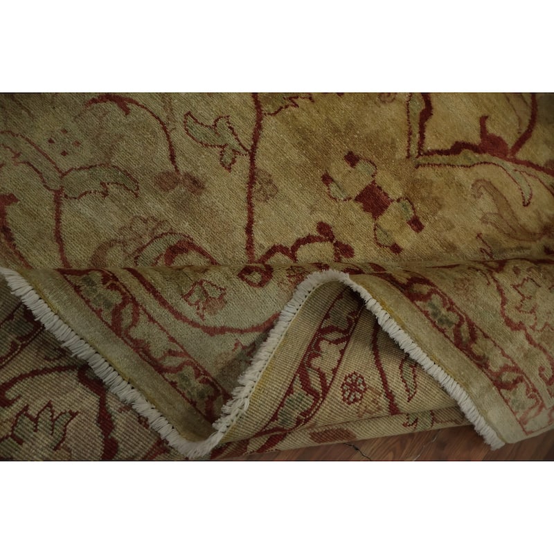 Hand Knotted Oriental 100% Wool Carpet Traditional Floral Yellow & Gold Chobi-Peshawar Area Rug - 10' 0'' X 8' 0''