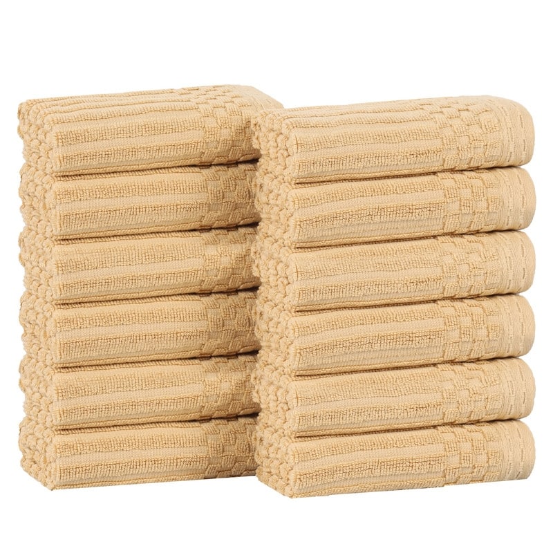 Superior Soho Ribbed Cotton Face Towel/Washcloth Set of 12