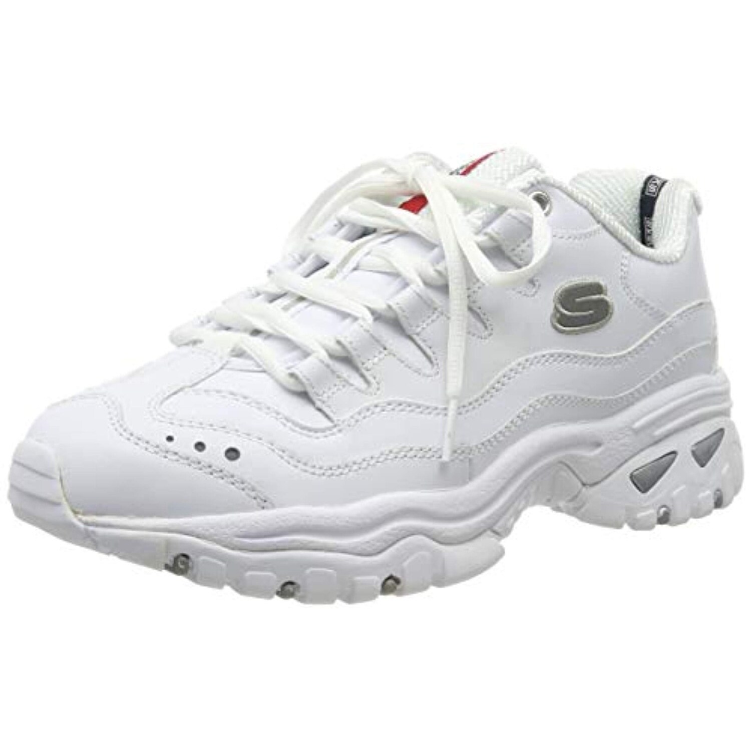 skechers mens white tennis shoes