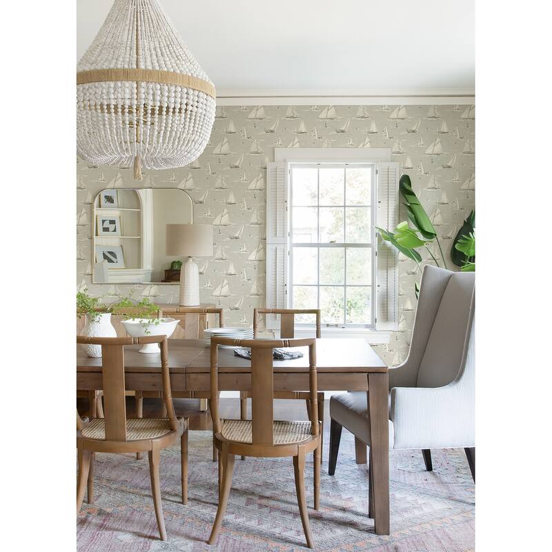 Chesapeake Leeward Light Grey Sailboat Wallpaper