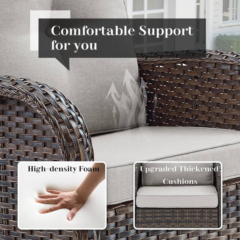 Patio Wicker Patio Chairs with Ottomans Set of 4