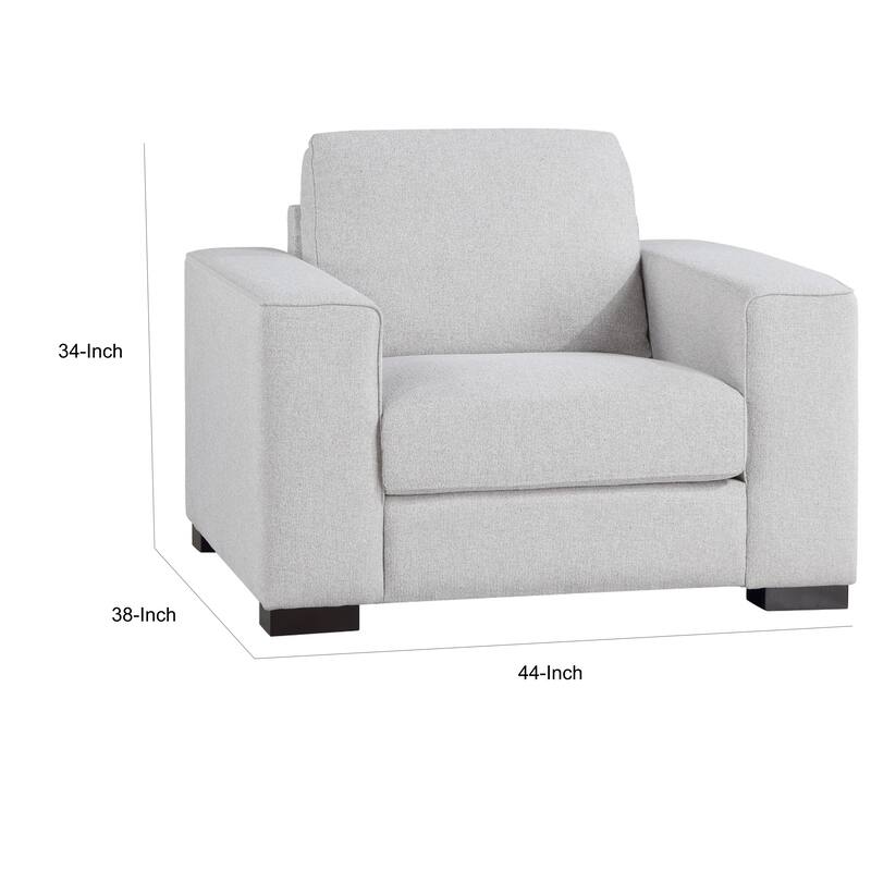 Sawl 38 Inch Accent Chair, Light Gray Polyester, Espresso Brown Solid Wood