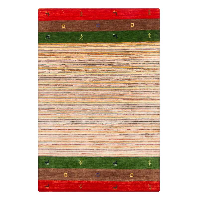 ECARPETGALLERY Hand Loomed Kashkuli Gabbeh Beige Wool Rug - 3'11 x 5'11