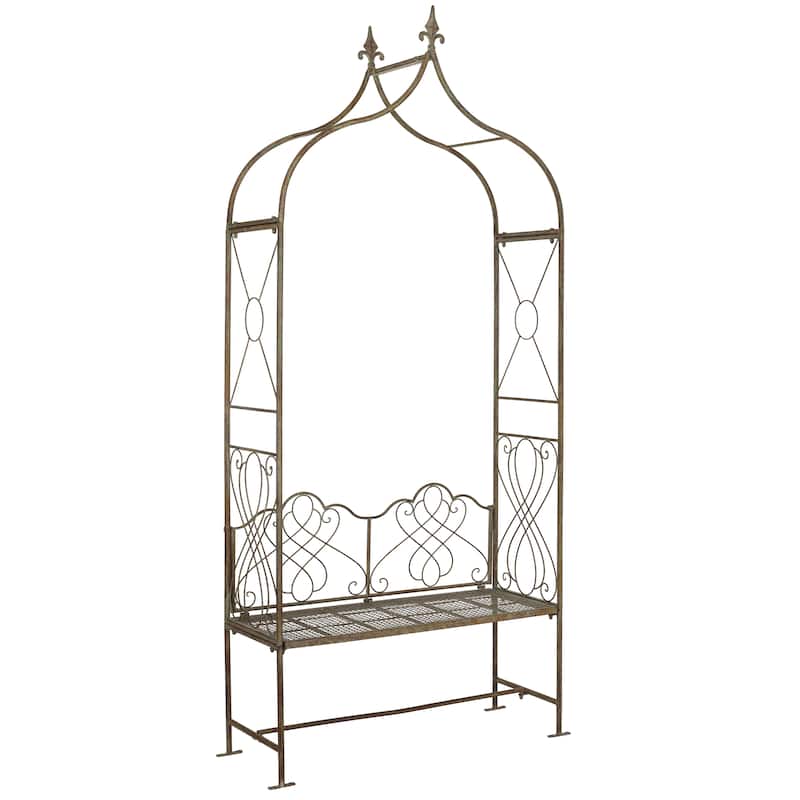 SAFAVIEH Outdoor Ryleigh Victorian Scroll Iron Arbor