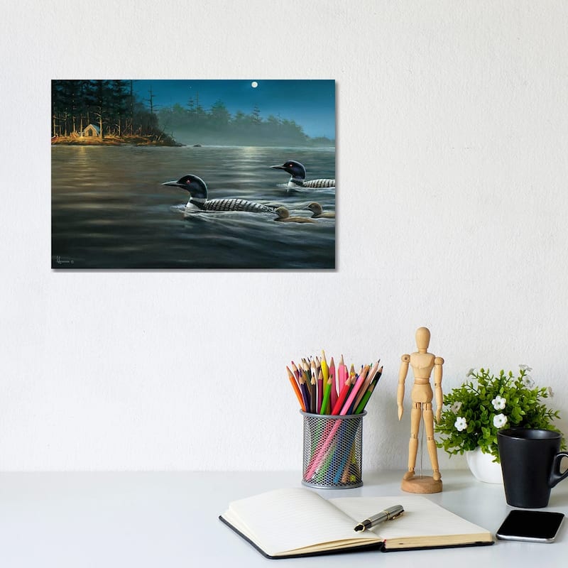 iCanvas "Moonlight Cruise Loons" by Anderson Art Canvas Print - 8x12x0.75