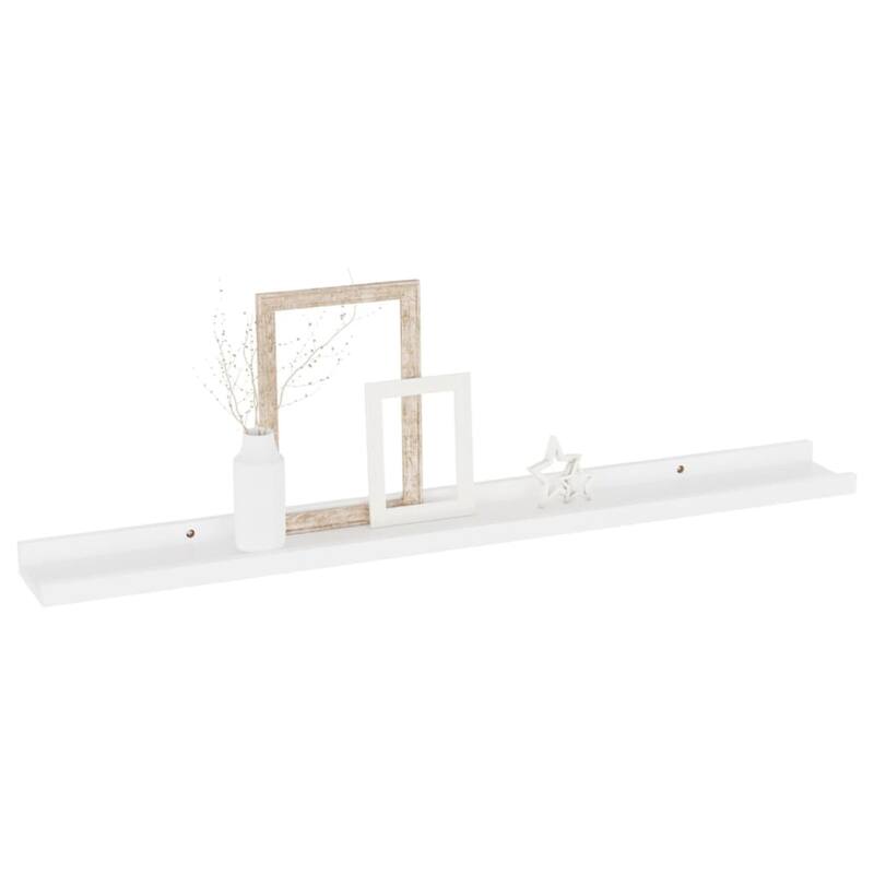 Yuli Wall Shelf Set of 4, Contemporary White, Raised Ledge Design 32 Inch