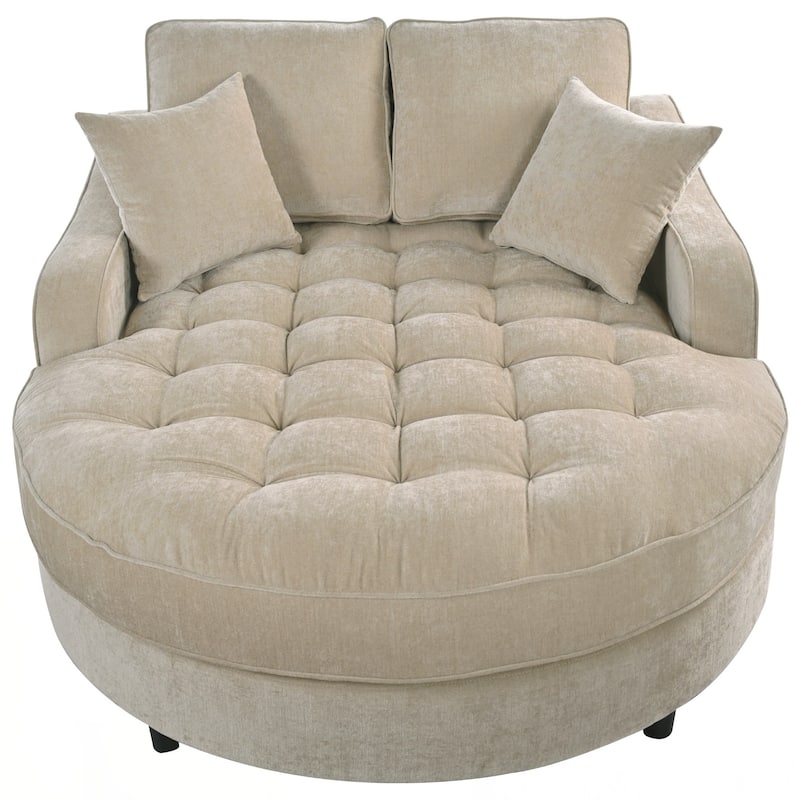 55" Modern Chaise Lounge Sofa Bed Upholstered Sofa Couch with Seat and Detachable Pillows for Living Room