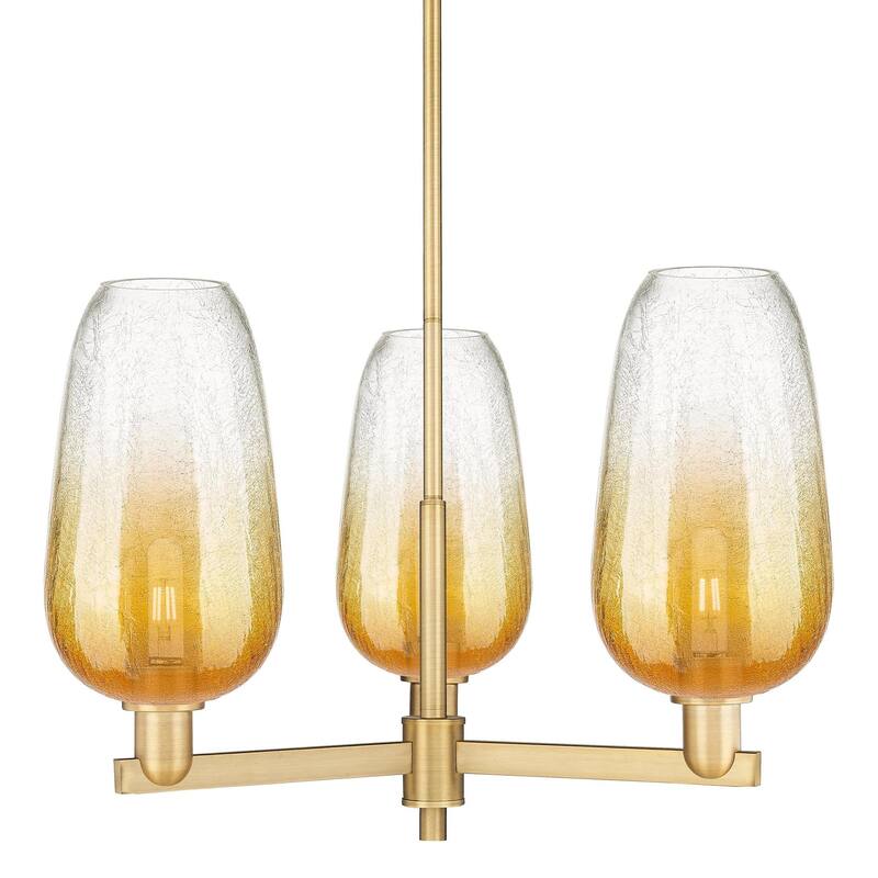 Innovations Lighting 716-3CR-17-18 Brookhaven Flute Chandelier - Brushed Brass / Amber