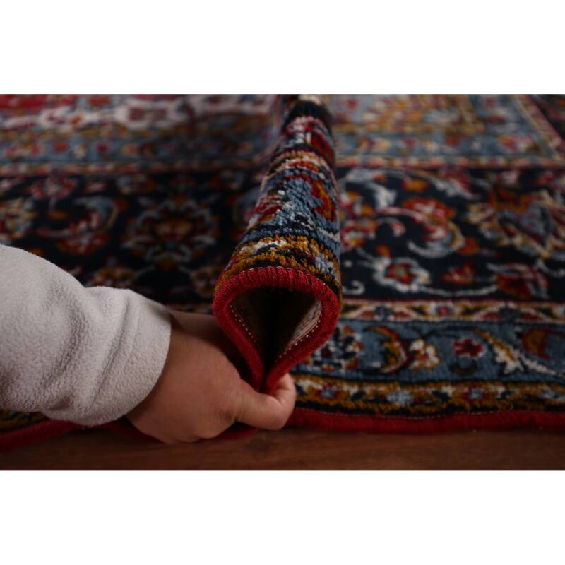 Red Medallion Kashan Turkish Rug Traditional Machine-Made Carpet - 9'7" x 12'5"