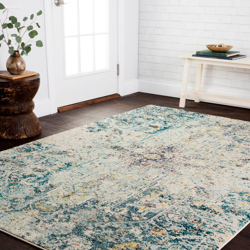 Alexander Home Vintage Boho Distressed Medallion Print Area Rug