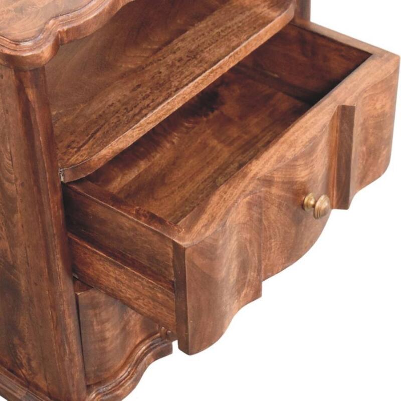 Artisan Furniture Solid Wood 2-Drawer Bedside with Open Shelf, Brown