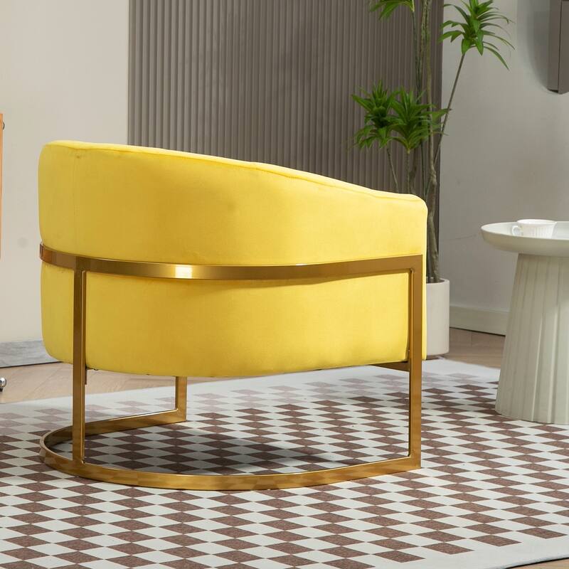 Modern Velvet Gold Accent Armchair