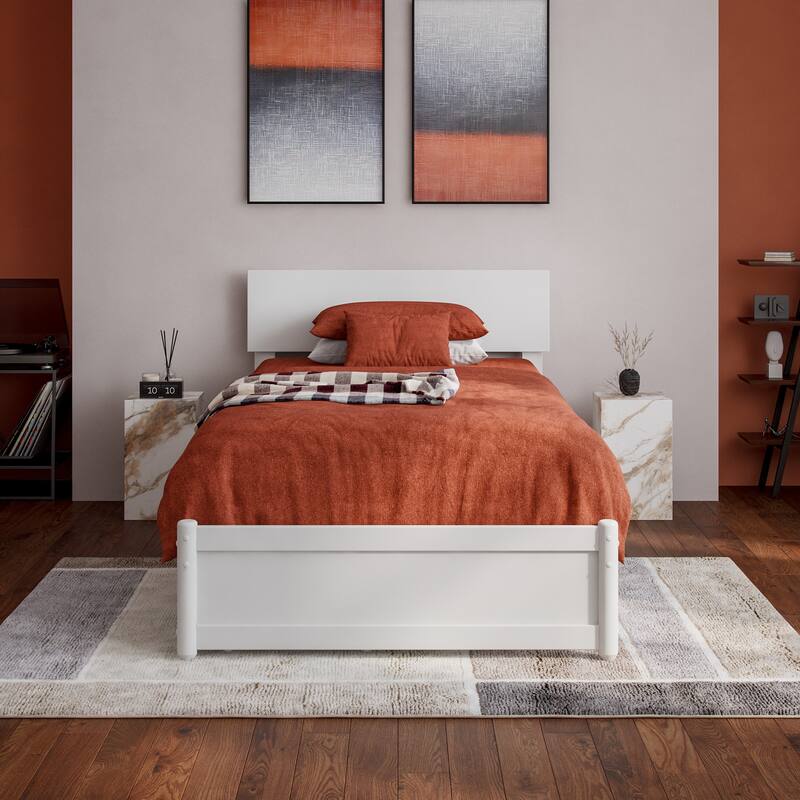 Wesley Platform Bed with Panel Footboard and Twin XL Trundle