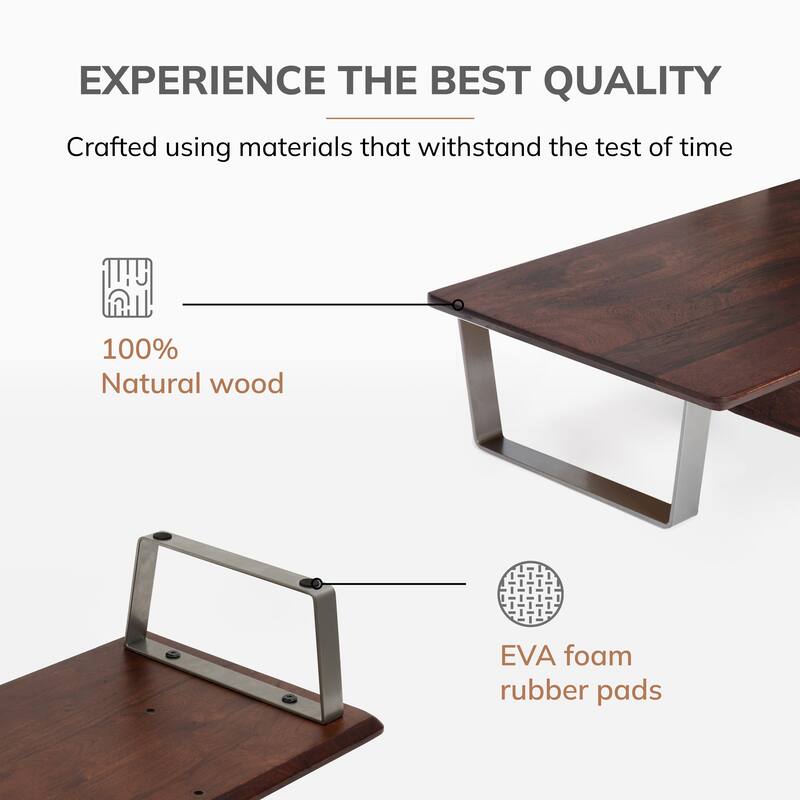 Jani Wood Monitor Stand Riser Desk - Ergonomic Design Stand, Desktop Organizer Table for Home, Office Workspace, Gaming Desk
