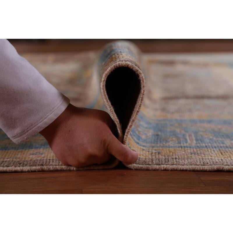 Hand Knotted Oriental 100% Wool Carpet Transitional All-Over Brown Oushak Area Rug - 12' 4'' X 9' 5''