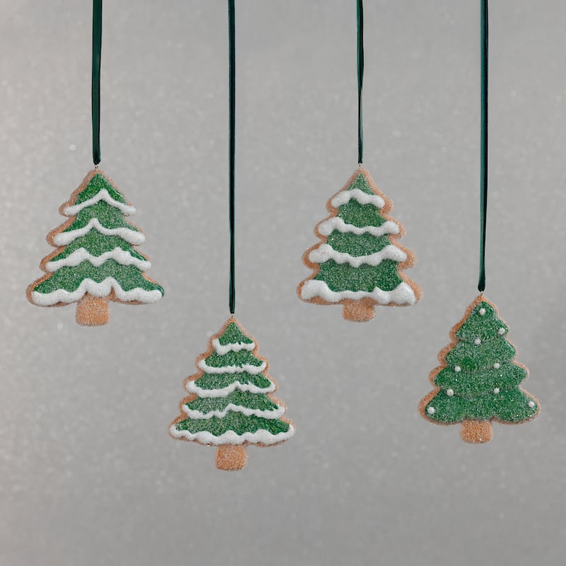 Assorted Cookie Christmas Ornaments, 8 Hanging Pieces (2 Sets of 4), Tree