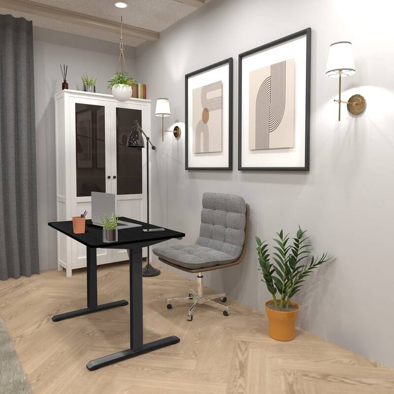 Mount-It! 40"W Electric Rectangular Adjustable Standing Desk, Black (MI-8035)