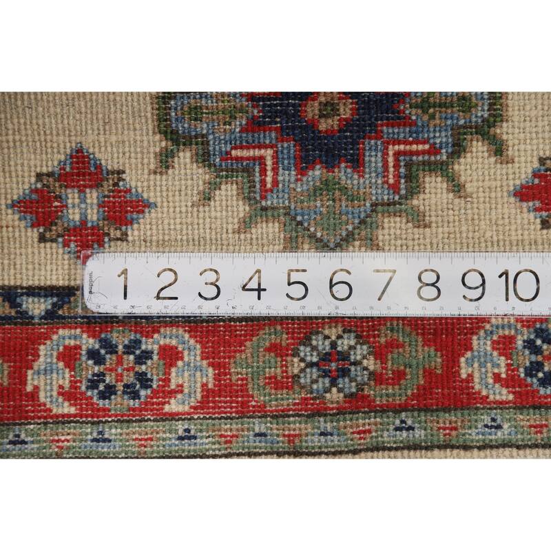 Traditional Kazak Oriental Rug Handmade Beige Wool Carpet - 2'0"x 3'0"