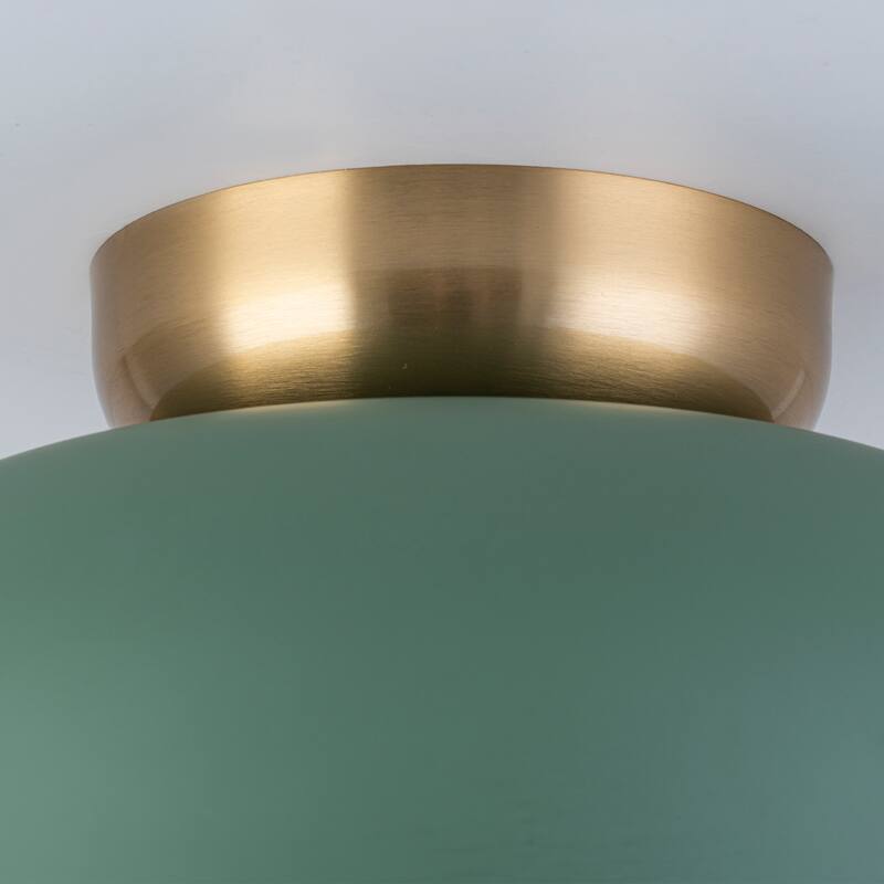 1-Light Green Dome Shape Flush Mount Ceiling Light for Hallway Foyer