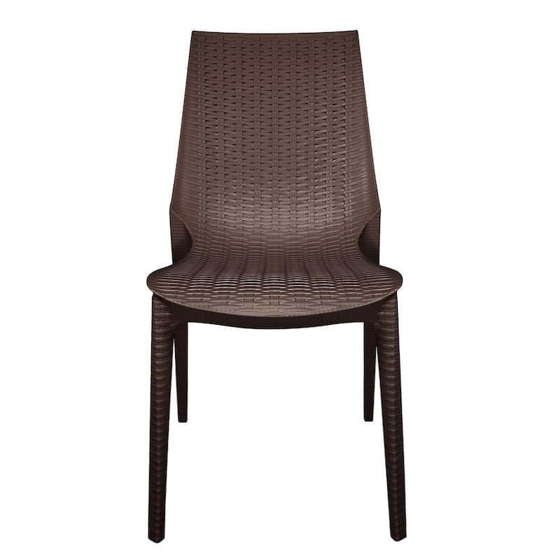 Kent Modern Rattan-Style Stackable Lightweight Dining Chair for Patio and Garden