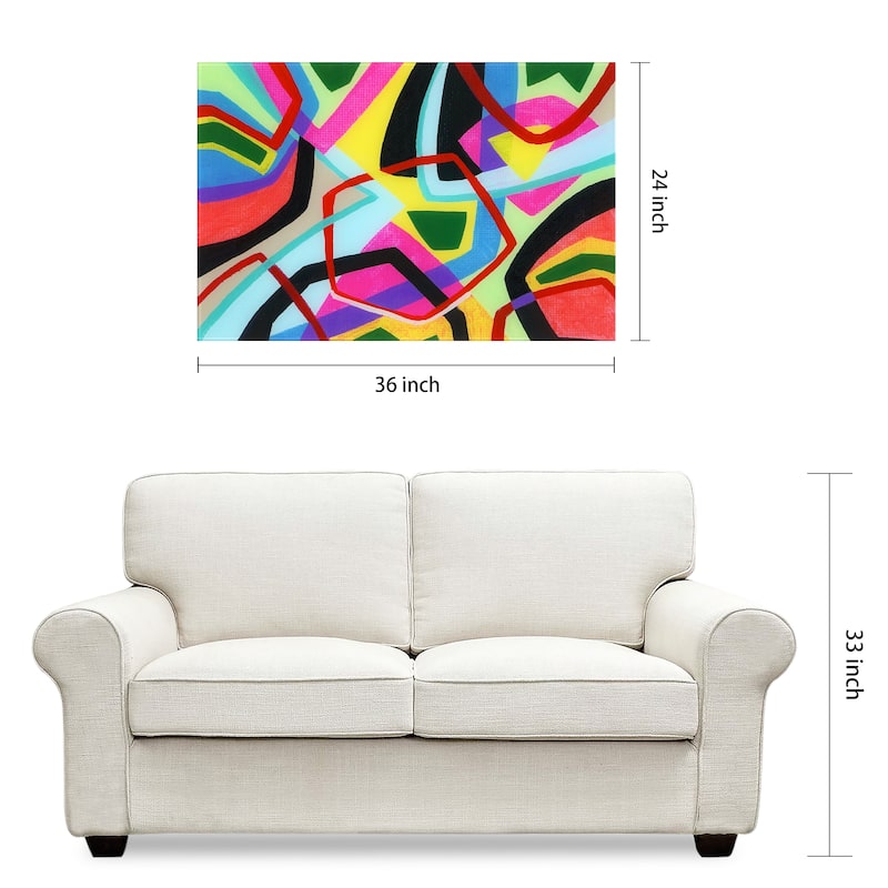 "Bold Shape Shift II" Frameless Free-Floating Reverse Printed Tempered Art Glass
